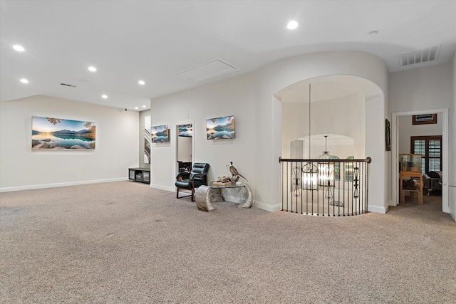 interior space with a notable chandelier