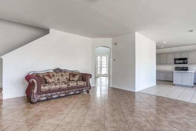 view of tiled living room