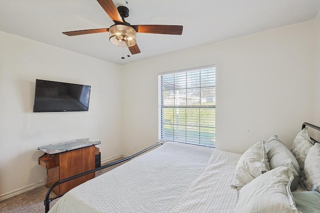 bedroom with carpet floors and ceiling fan