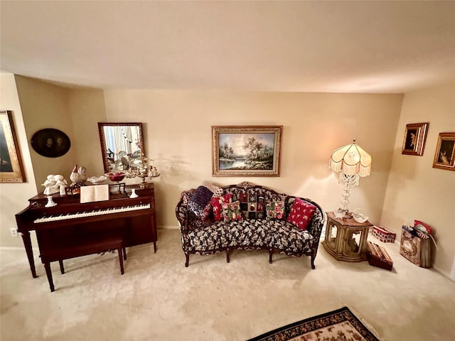 living area with carpet floors