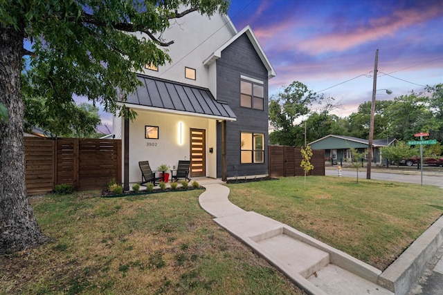 modern home with a yard