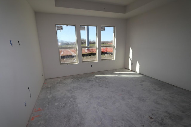 spare room featuring a tray ceiling