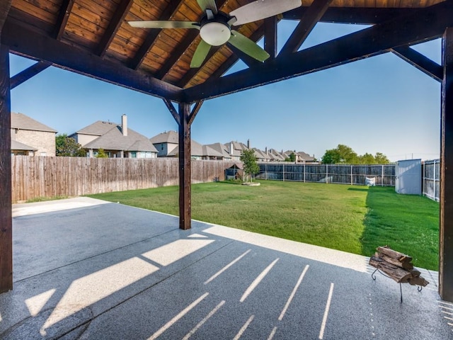 view of patio with ceiling fan