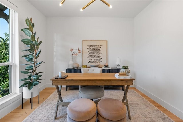 home office featuring light wood-type flooring