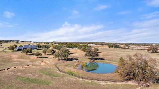 bird's eye view with a rural view and a water view