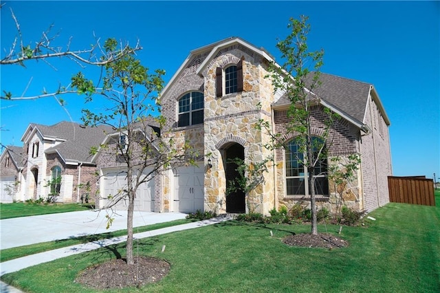 view of front of home featuring a garage and a front yard