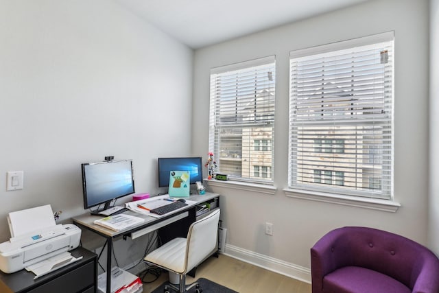 home office featuring light wood-type flooring