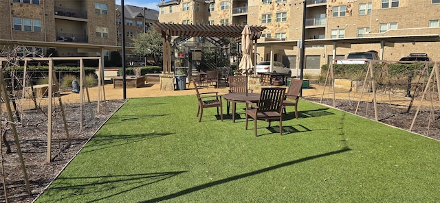 view of community featuring a pergola