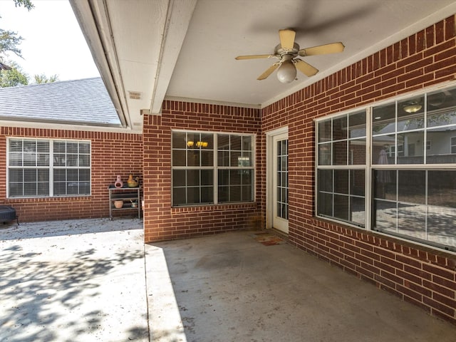 view of patio / terrace featuring ceiling fan