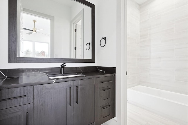 bathroom with vanity and ceiling fan