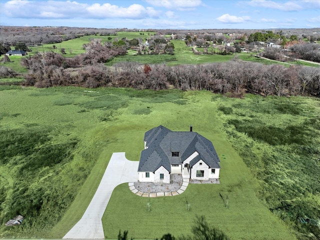 drone / aerial view featuring a rural view