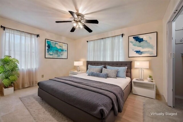 bedroom featuring ceiling fan