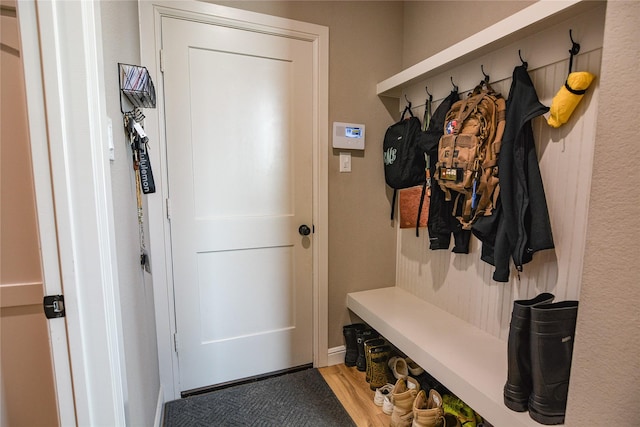 mudroom featuring wood finished floors