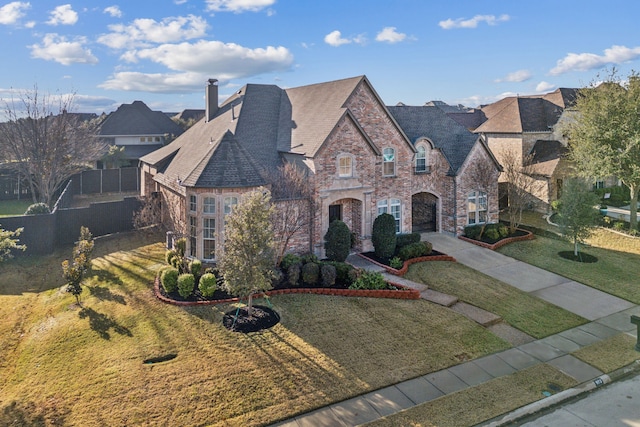 view of front of property featuring a front lawn