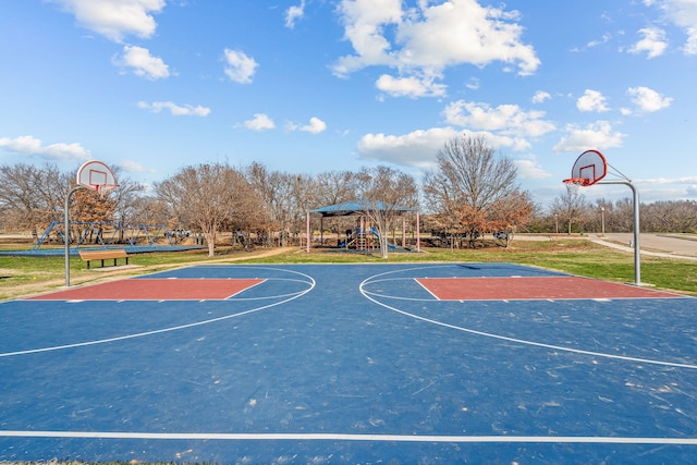 view of sport court featuring a gazebo