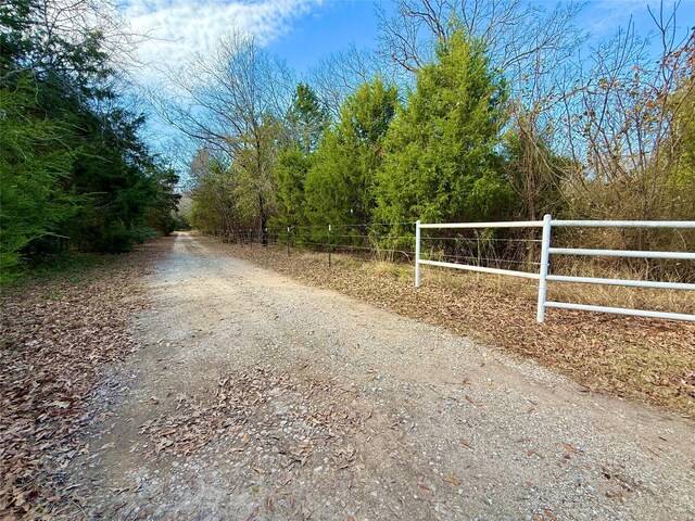 view of yard with dirt driveway