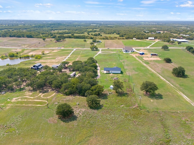 bird's eye view with a rural view and a water view