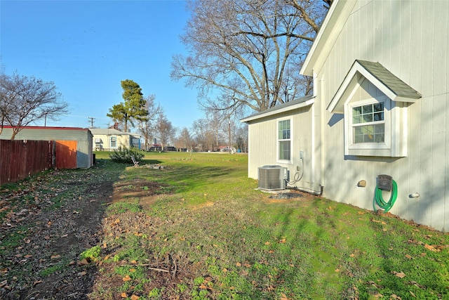 view of yard featuring central AC