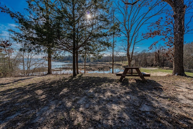 view of yard with a water view