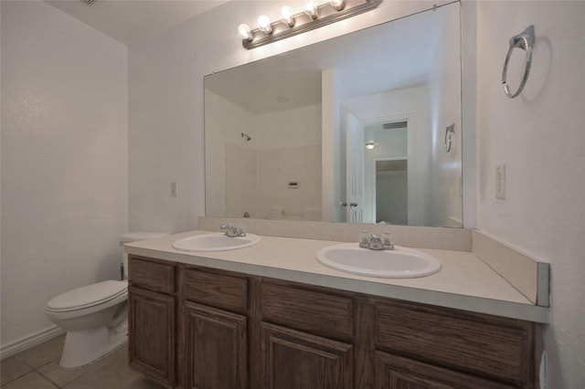 bathroom featuring tile patterned flooring, vanity, and toilet