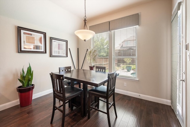 dining space featuring dark hardwood / wood-style floors