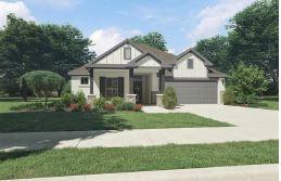 view of front of property featuring a garage and a front yard