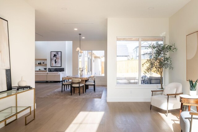 living area featuring light wood-type flooring