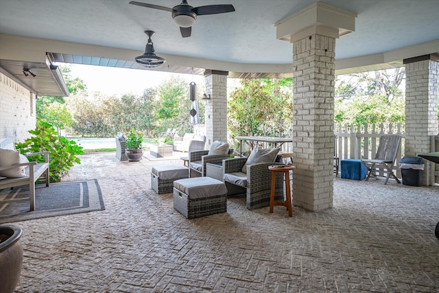 view of patio / terrace with ceiling fan