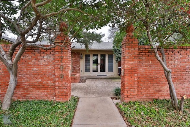 view of exterior entry with french doors