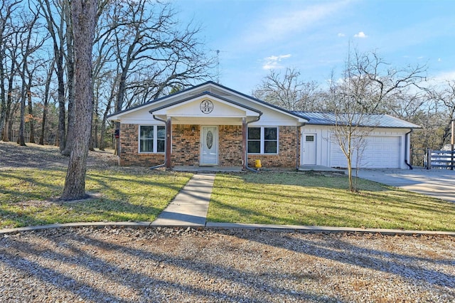 ranch-style house with a front lawn and a garage