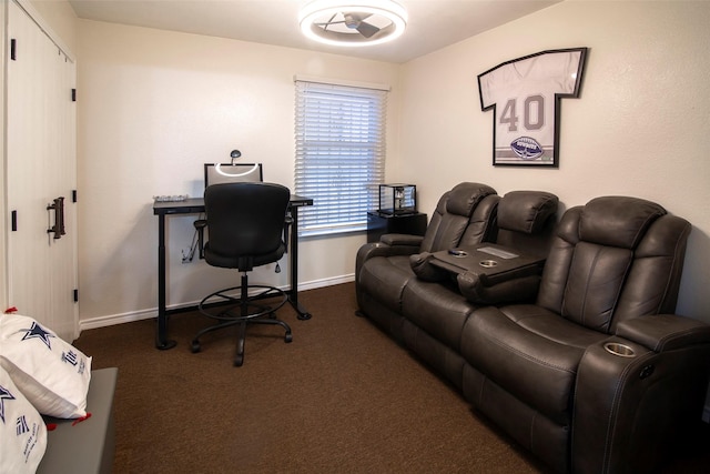 view of carpeted home office