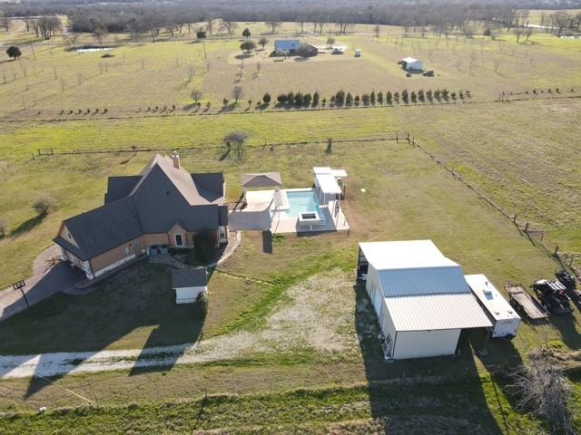 drone / aerial view with a rural view