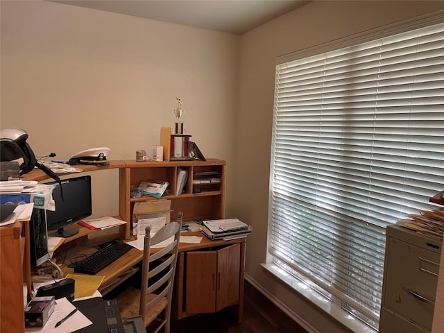 office area featuring dark hardwood / wood-style floors