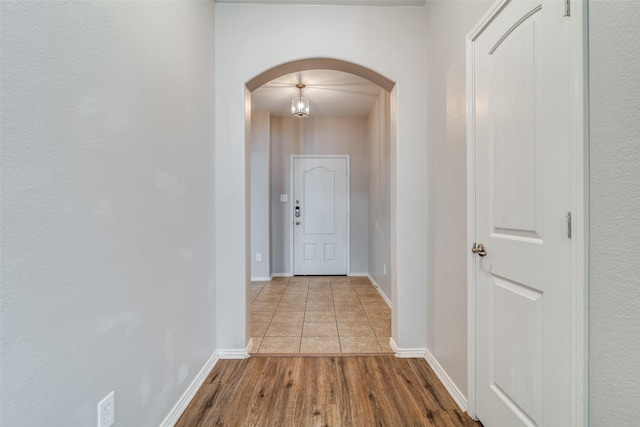 hall featuring light wood-type flooring