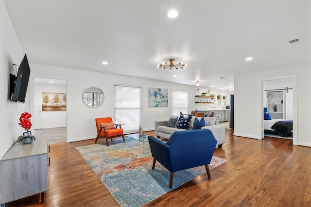 living room featuring wood-type flooring