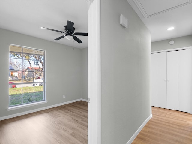 hallway with light wood-type flooring