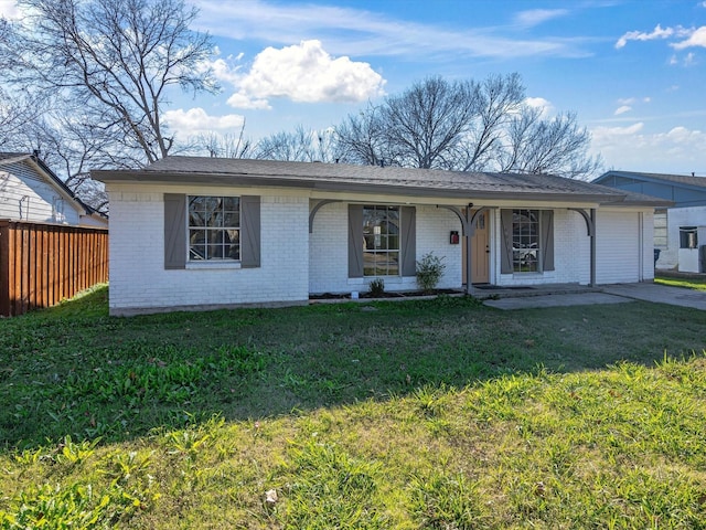 ranch-style house with a front lawn