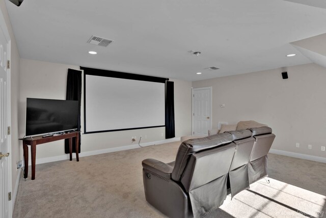 view of carpeted cinema room