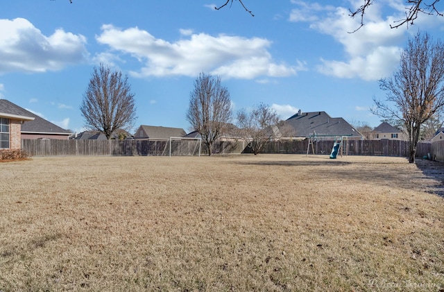 view of yard with a playground