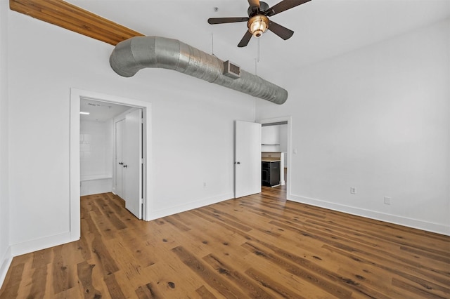 interior space with hardwood / wood-style flooring and ceiling fan