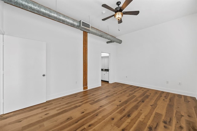 interior space with hardwood / wood-style floors and ceiling fan