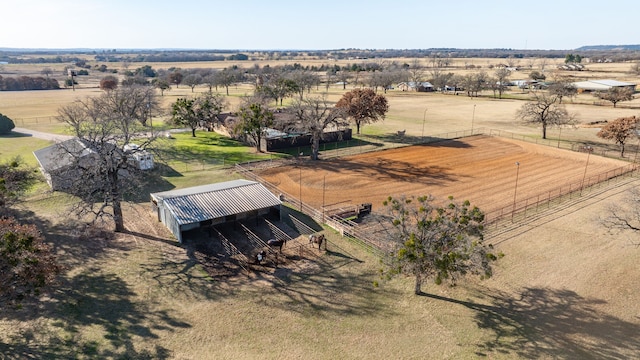 birds eye view of property featuring a rural view