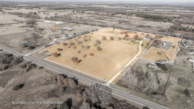 bird's eye view with a rural view