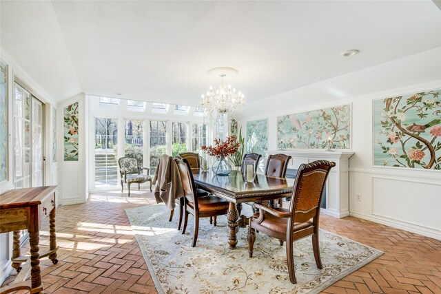 dining room featuring a chandelier