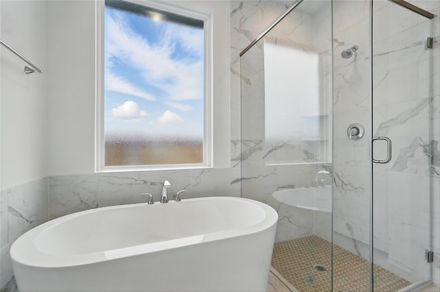1829 Dolce Ln, Mclendon Chisholm, TX 75032 - bathroom with a freestanding tub and a marble finish shower