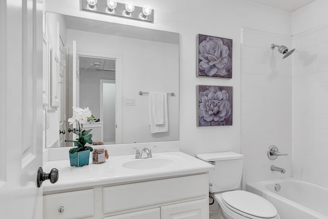 full bathroom featuring vanity, shower / bathtub combination, and toilet