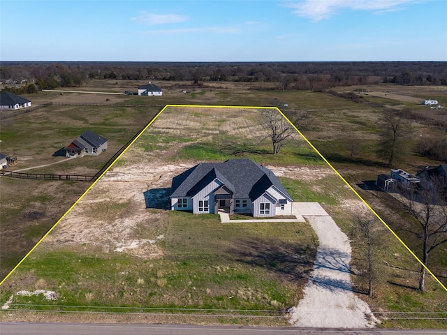 drone / aerial view featuring a rural view