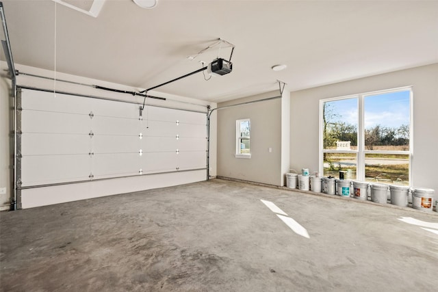 garage with a garage door opener