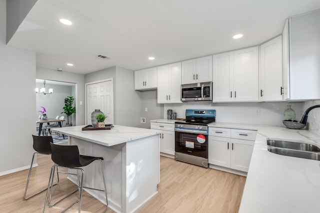 kitchen with sink, white cabinetry, and stainless steel appliances