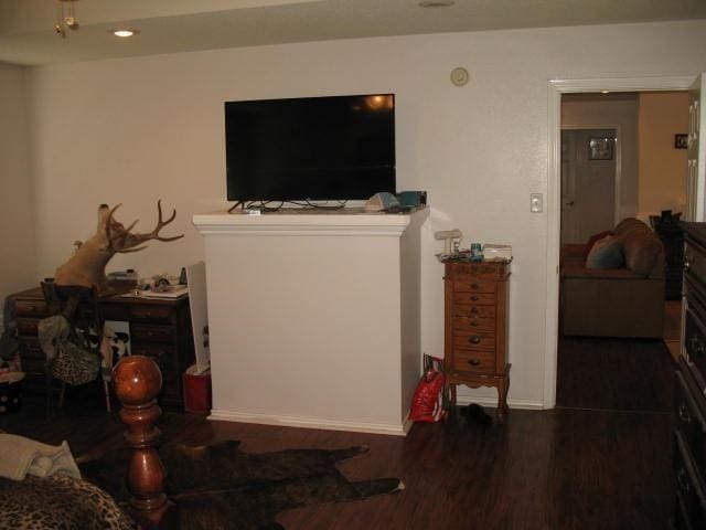 living room featuring dark hardwood / wood-style floors